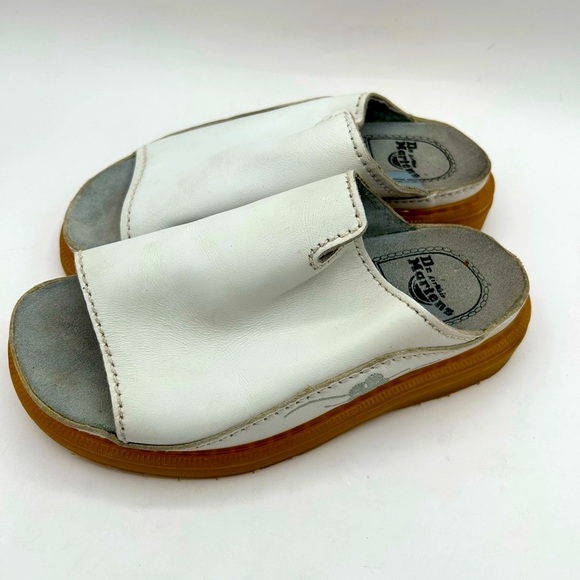 RARE Dr Martens Vintage Sandals White Leather Chunky Sole Slides Flower ENGLAND - Picture 12 of 16